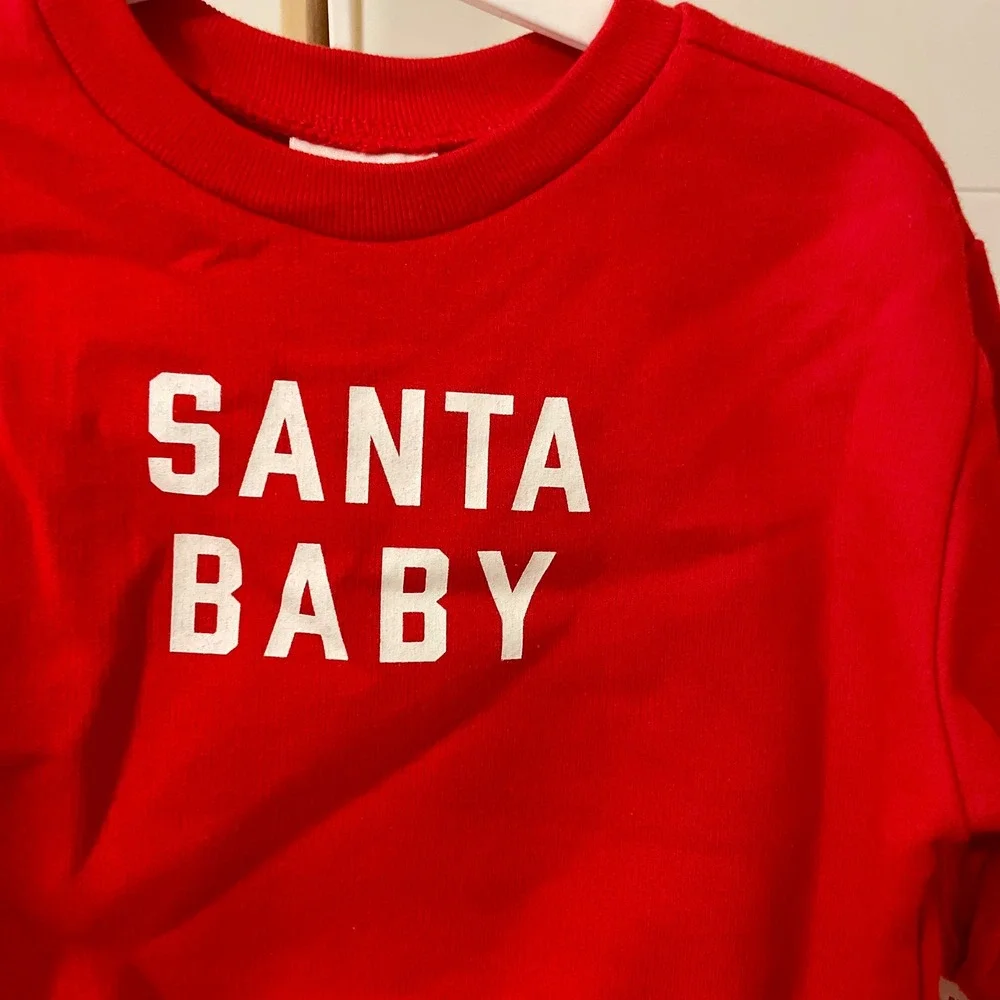 Cat & Jack‎ Baby Red Santa Baby Sweatshirt Pants Set 0 3M Christmas Holidays